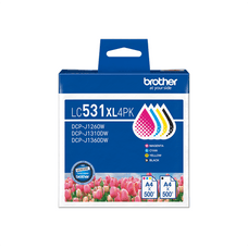Brother LC531XL 4 Pack Genuine Ink (Black, Cyan, Magenta, Yellow) DSB531XL4PK