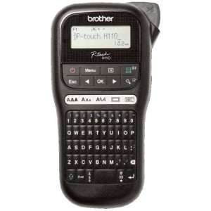 Brother PTH110BK Compact Handheld Label Printer - Thermal Transfer - 20 mm/s Mono - 20 mm/s Color - 3 Fonts - 10 Text Style - Label12 mm, 6 mm, 9 mm - LCD Screen - Power Adapter - 6 Batteries Supported - AAA - Alkaline - Handheld - Graphic Display, Compac IM3511521