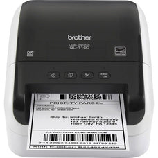 Brother QL-1100 Desktop Direct Thermal Printer - Monochrome - Label Print - USB - 101.60 mm (4") Print Width - 110 mm/s Mono - 300 dpi - 103.89 mm Label Width - 914.40 mm Label Length IM4193811