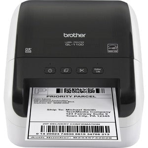 Brother QL-1100 Desktop Direct Thermal Printer - Monochrome - Label Print - USB - 101.60 mm (4") Print Width - 110 mm/s Mono - 300 dpi - 103.89 mm Label Width - 914.40 mm Label Length IM4193811