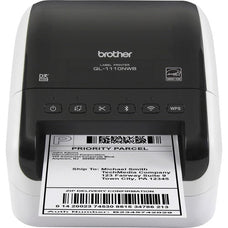 Brother QL-1110NWB Desktop Direct Thermal Printer - Monochrome - Label Print - Ethernet - USB - Bluetooth - 3 m Print Length - 101.60 mm (4") Print Width - 110 mm/s Mono - 300 x 300 dpi - Wireless LAN - 103.60 mm Label Width IM4140250
