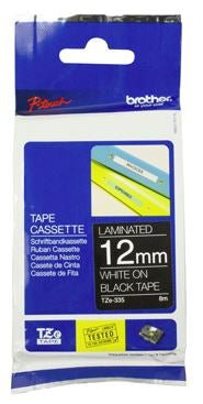 Brother TZe-335 12mm x 8m White on Black Tape DVBCL157