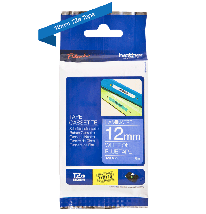Brother TZe535 12mm TZ Tape White on Blue DSBTZ535