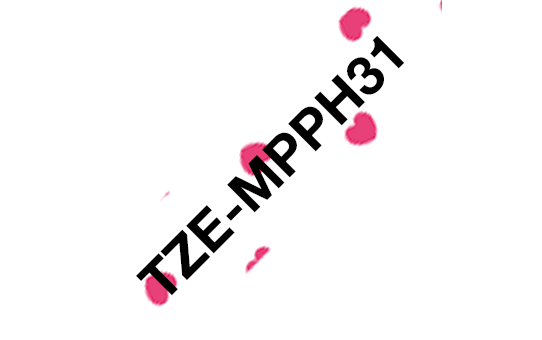Brother TZeMPPH31 12mm Tape Black on Pink Hearts DSBTZMPPH31