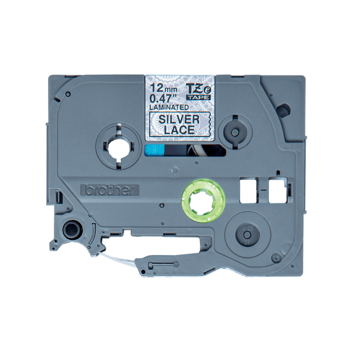 Brother TZeMPSL31 12mm Tape Black on Silver Lace Pattern DSBTZMPSL31