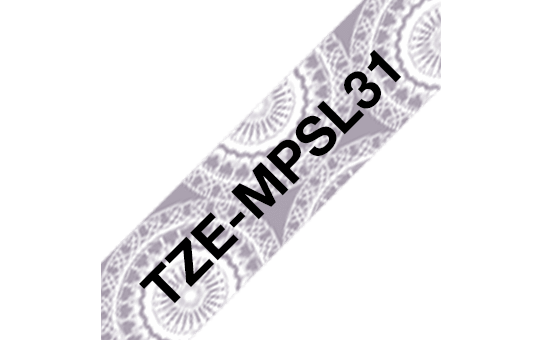 Brother TZeMPSL31 12mm Tape Black on Silver Lace Pattern DSBTZMPSL31