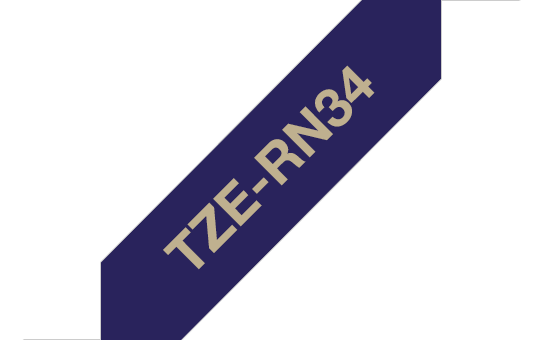 Brother TZeRE34 12mm Non Adhesive Ribbon Gold on Navy Blue DSBTZRN34