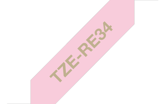 Brother TZeRE34 12mm Non Adhesive Ribbon Gold on Pink DSBTZRE34