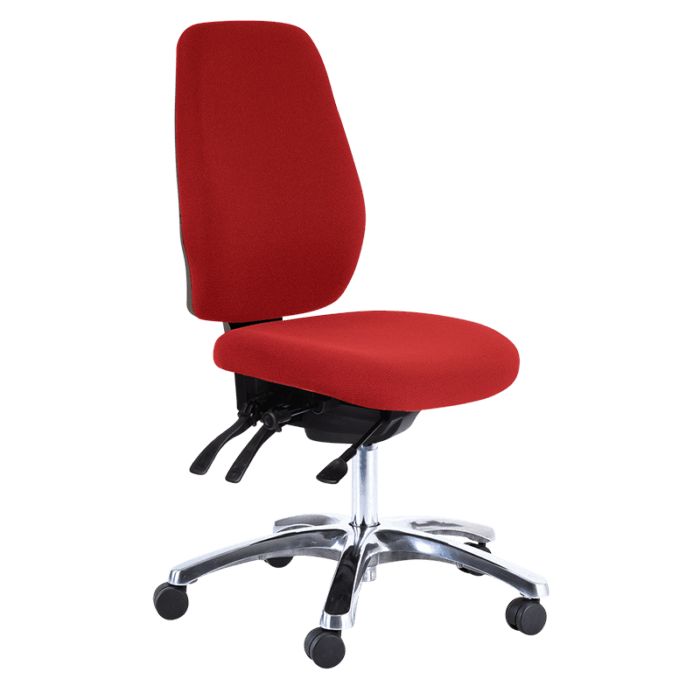 Buro Aura Ergo+ High Back Ergonomic Office Chair - Aluminium Base Red BS119HB-66+PC068