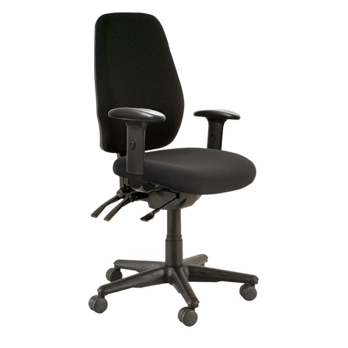 Buro Aura Ergo+ High Back Ergonomic Office Chair With Arm Rest - Ready to Assemble Black / Black Nylon / Ready to Assemble BS119HB-63+180-3