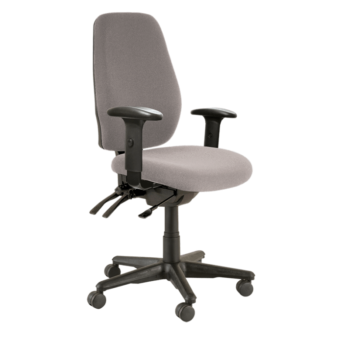 Buro Aura Ergo+ High Back Ergonomic Office Chair, with Armrest Charcoal / Black Nylon / Assembled - Delivery to commercial address BS119HB-62+180-3-AS-COM