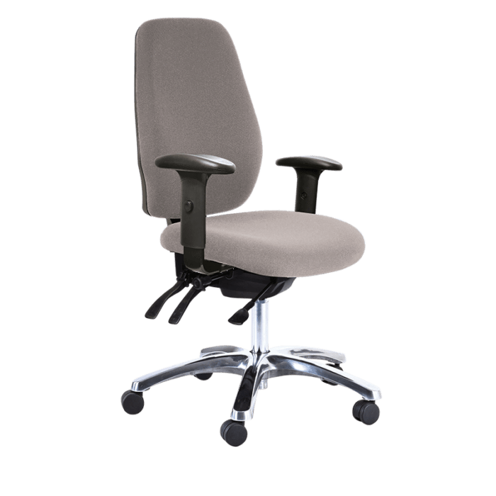 Buro Aura Ergo+ High Back Ergonomic Office Chair, with Armrest Charcoal / Polished Aluminium / Ready to Assemble BS119HB-62+180-3+PC068