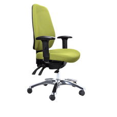 Buro Aura Ergo+ High Back Ergonomic Office Chair with Armrest, Polished Aluminium Base, Green Fabric BS119HB-64+180-3+PC068