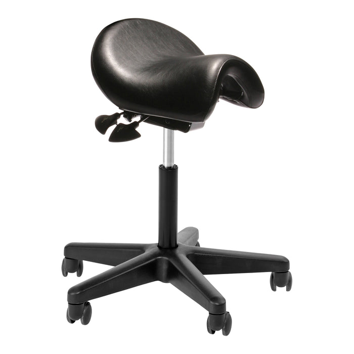 Buro Bambach Saddle Seat Chair, Sit Stand Chair, Black Vinyl, Backless BS156V-1