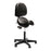 Buro Bambach Saddle Seat Chair, Sit Stand Chair, Black Vinyl, with Back BS156V-2