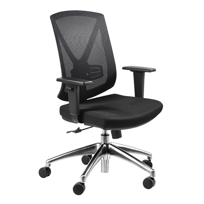 Buro Brio II High Mesh Back Lumbar Support Executive Chair -  Black Nylon or Polished Aluminium Base Polished Aluminium / Ready to Assemble BS175A-M3+175-ALIBASE