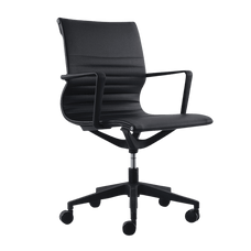 Buro Diablo Mid Back Office Chair With Armrests, Black PU, Nylon Base, Assembled Commercial Address BS136-PU3-AS-COM