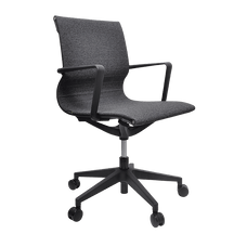 Buro Diablo Mid Back Office Chair With Armrests Grey Fabric Mesh Upholstery - Black Nylon or Polished Aluminium Base Black Nylon / Ready to Assemble BS136-M2