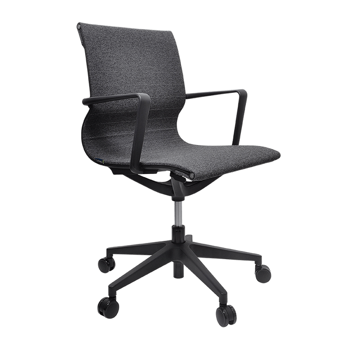 Buro Diablo Pro Mid Back Office Chair With Armrests Grey Fabric Mesh Upholstery BS136-M2-PRO