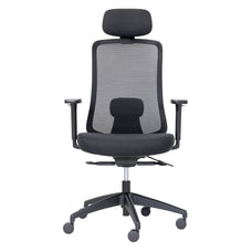 Buro Elan Office Chair, Black Mesh Back With Fabric Seat - With / Without Armrests and Headrest With Armrests and Headrest BS159-M3+159-ARM-BLK+159-HREST-BLK