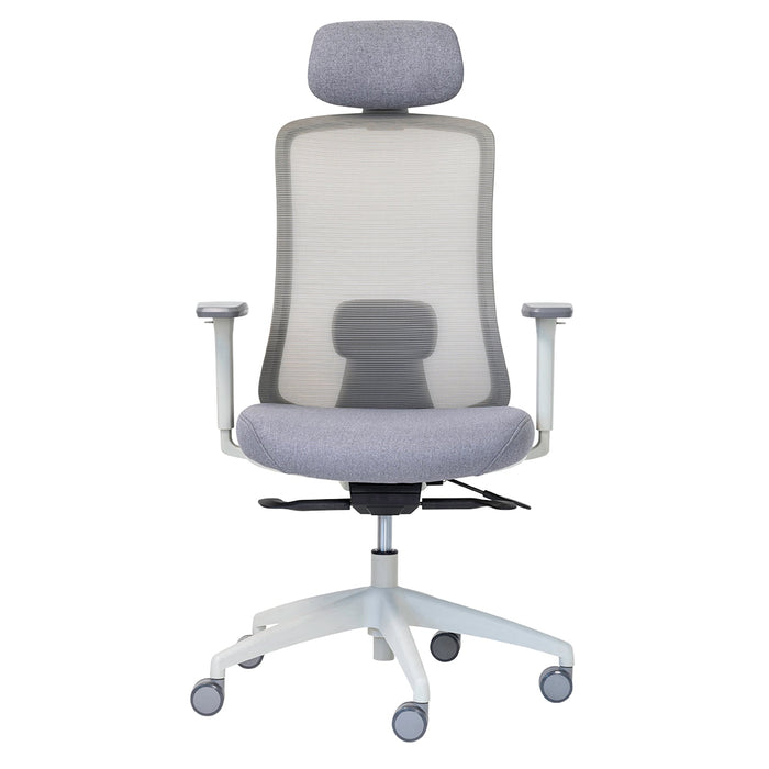 Buro Elan Office Chair, Light Grey Mesh Back With Fabric - With / Without Armrests and Headrest With Armrests and Headrest BS159-M2+159-ARM-GREY+159-HREST-GREY