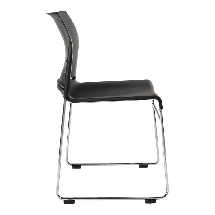 Buro Envy Stacking Chairs, Black, Reflective Silver Frame, Free trolley with every 40 ordered BS519-RS-3