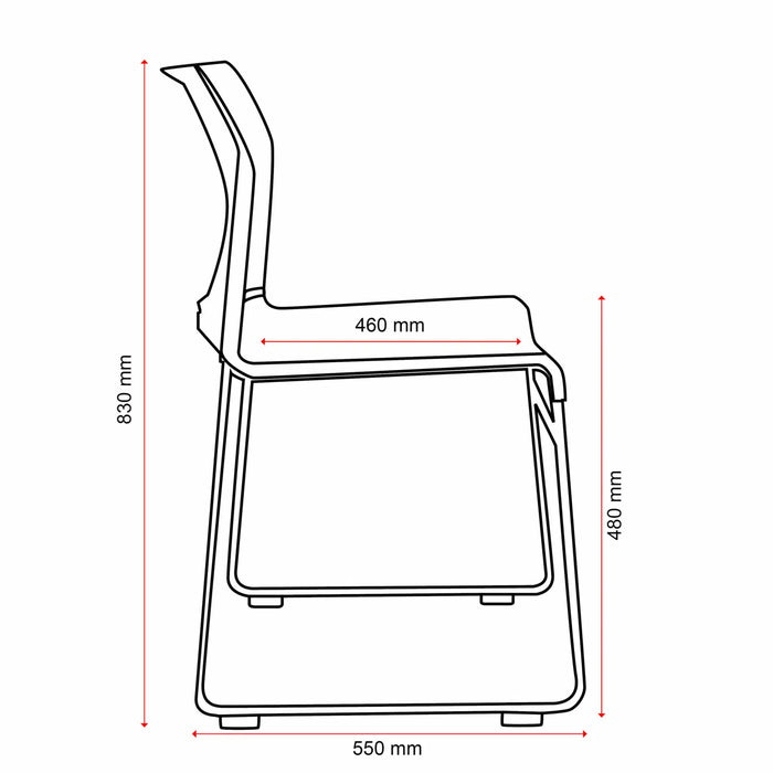 Buro Envy Stacking Chairs, White, Reflective Silver Frame, Free trolley with every 40 ordered BS519-RS-0