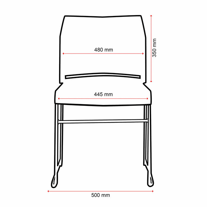 Buro Envy Stacking Chairs, White, Reflective Silver Frame, Free trolley with every 40 ordered BS519-RS-0