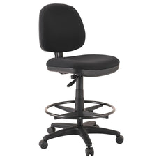 Buro Image Office Task Chair with Architectural Gas Lift & Black Powdercoated Footring, Black Fabric, Assembled Commercial Address BS117-63-AT-AS-COM