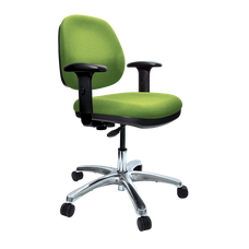 Buro Image Office Task Chair with Armrest, Polished Aluminium Base, Green Fabric BS117-64+PC068+180-1