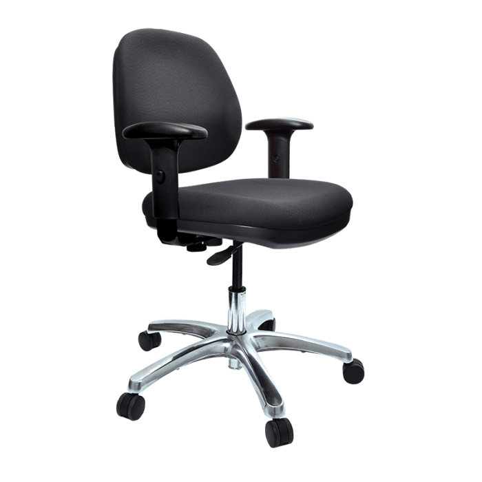 Buro Image Task Chair with Armrest Black / Polished Aluminium / Ready to Assemble BS117-63+PC068+180-1