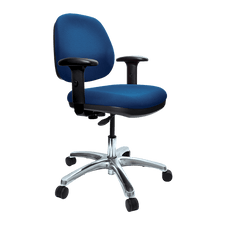 Buro Image Task Chair with Armrest Blue / Polished Aluminium / Ready to Assemble BS117-61+PC068+180-1