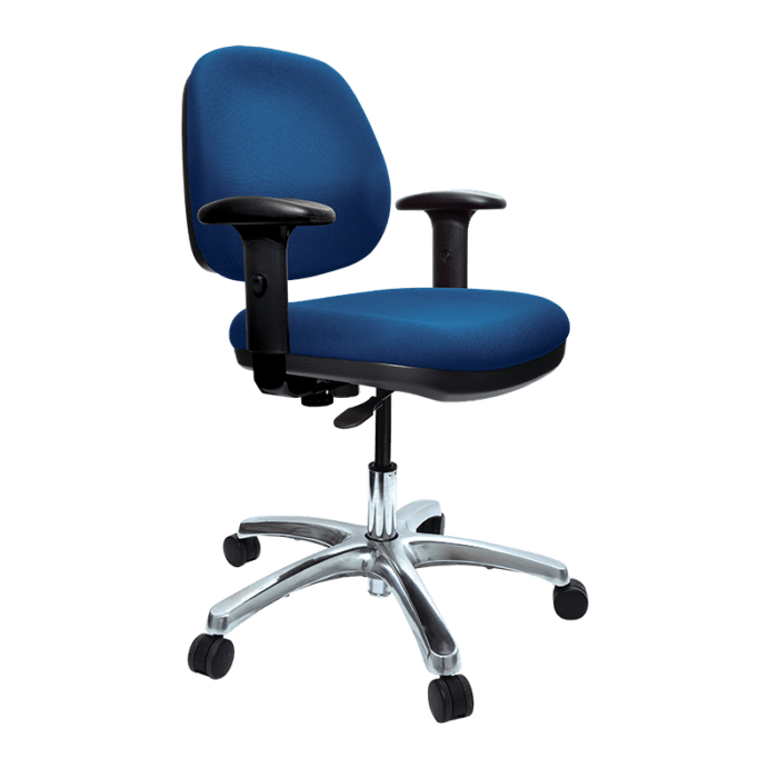 Buro Image Task Chair with Armrest Blue / Polished Aluminium / Ready to Assemble BS117-61+PC068+180-1