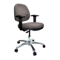 Buro Image Task Chair with Armrest Charcoal / Polished Aluminium / Ready to Assemble BS117-62+PC068+180-1