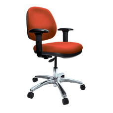 Buro Image Task Chair with Armrest Red / Polished Aluminium / Ready to Assemble BS117-66+PC068+180-1