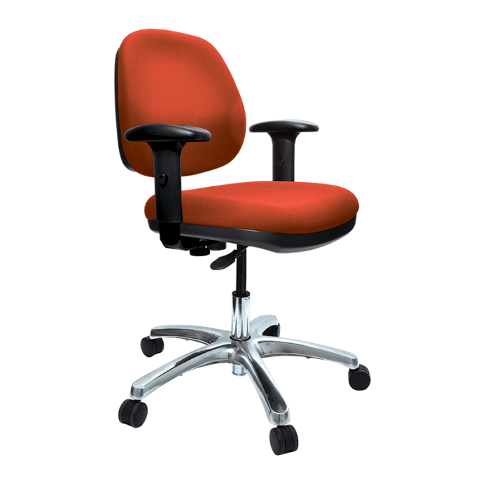 Buro Image Task Chair with Armrest Red / Polished Aluminium / Ready to Assemble BS117-66+PC068+180-1