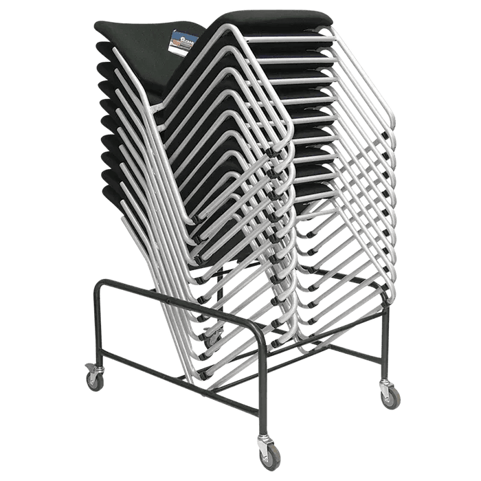 Buro Mario Stacking Chair, Silver Coated Frame, Blue (Free trolley with every 25 Mario chairs) BS550-61