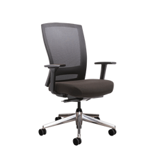 Buro Mentor High Back Ergonomic Office Chair, Black Polished Aluminium / Ready to Assemble / With Arm Rest BS132C-M3+182-1