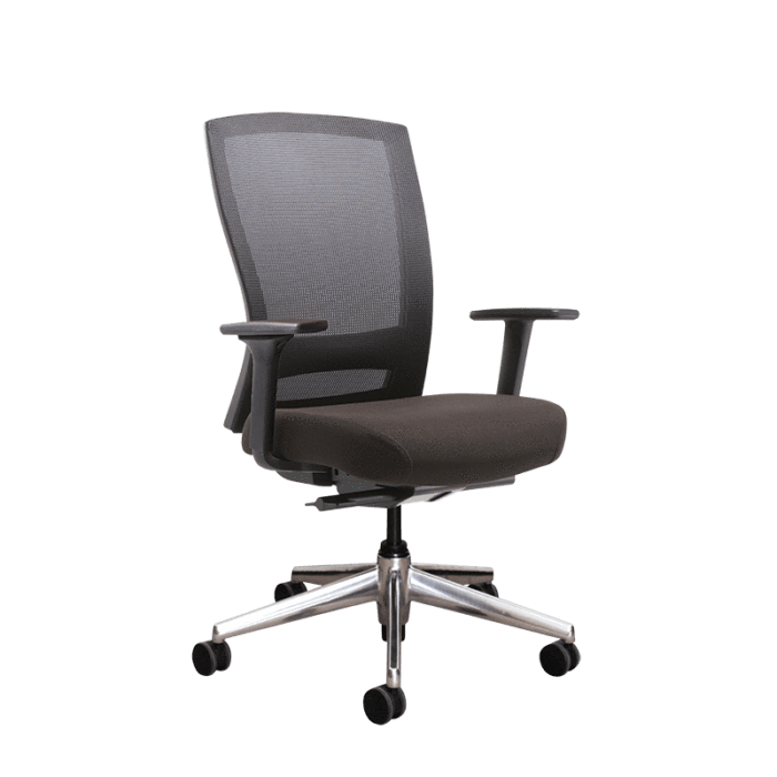 Buro Mentor High Back Ergonomic Office Chair, Black Polished Aluminium / Ready to Assemble / With Arm Rest BS132C-M3+182-1