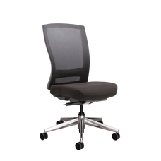 Buro Mentor High Back Ergonomic Office Chair, Black Polished Aluminium / Assembled - Delivery to commercial address / Without Arm Rest BS132C-M3-AS-COM