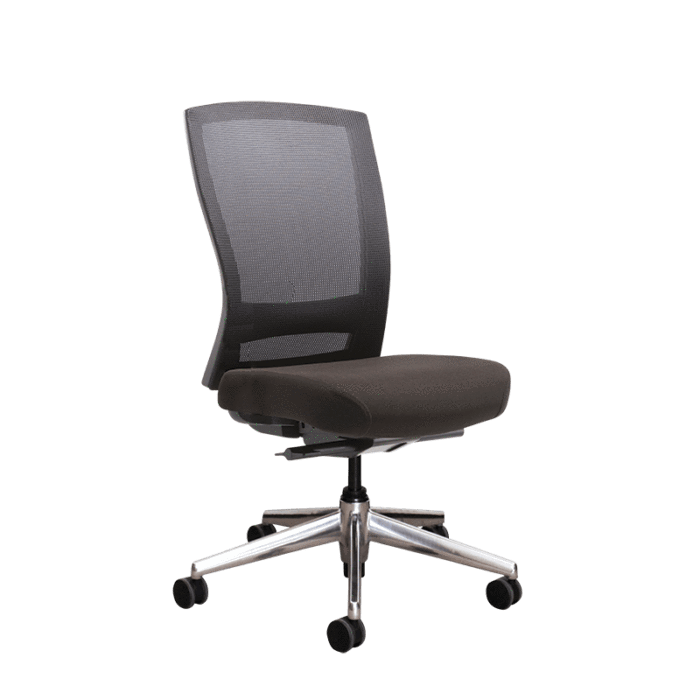 Buro Mentor High Back Ergonomic Office Chair, Black Polished Aluminium / Assembled - Delivery to commercial address / Without Arm Rest BS132C-M3-AS-COM