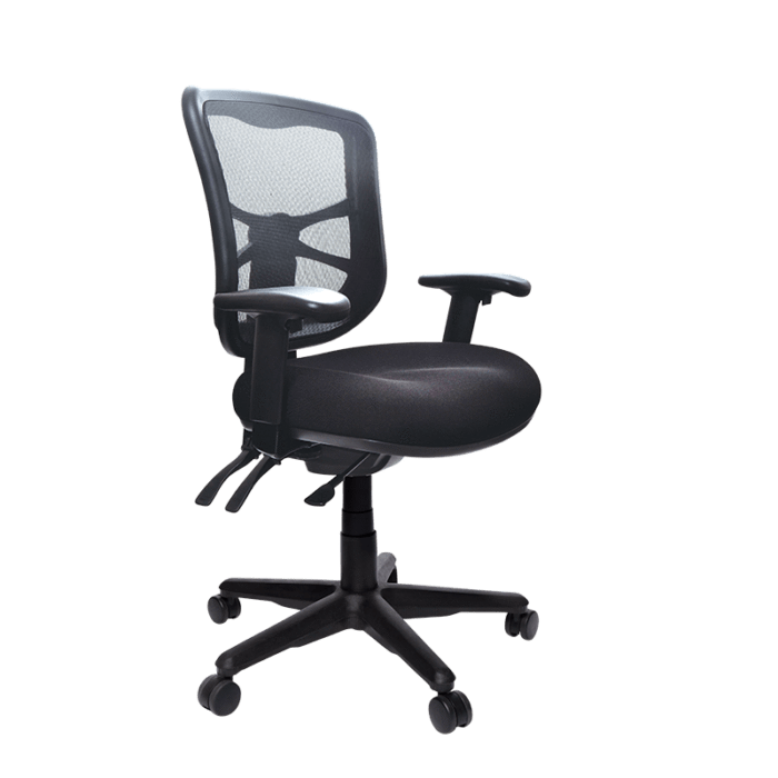 Buro Metro Ergonomic Office Chair, Mesh Back Black Nylon / With Arms / Assembled - Delivery to commercial address BS202-N-M3+180-2-AS-COM