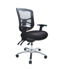 Buro Metro Ergonomic Office Chair, Mesh Back Polished Aluminium / With Arms / Assembled - Delivery to commercial address BS202-M3+180-2-AS-COM