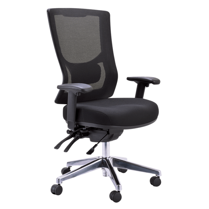 Buro Metro II 24/7 High Back Ergonomic Office Chair, Polished Aluminium Base, With Arms BS224-153-SS+180-2-PRO