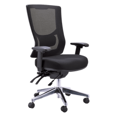 Buro Metro II 24/7 High Back Ergonomic Office Chair, Polished Aluminium Base, With Arms Ready to Assemble BS224-153-SS+180-2