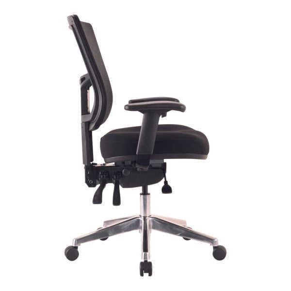 Buro Metro II 24/7 Mesh Back Ergonomic Chair, Polished Aluminium Base with Armrest, Assembled