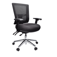 Buro Metro II 24/7 Mesh Back Ergonomic Chair, Polished Aluminium Base with Armrest, Assembled Delivery to commercial address BS222-153-SS+180-2-AS-COM