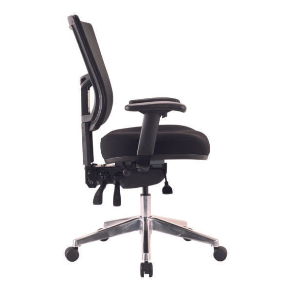 Buro Metro II 24/7 Mesh Back Ergonomic Chair, Polished Aluminium Base with Armrest BS222-153-SS+180-2