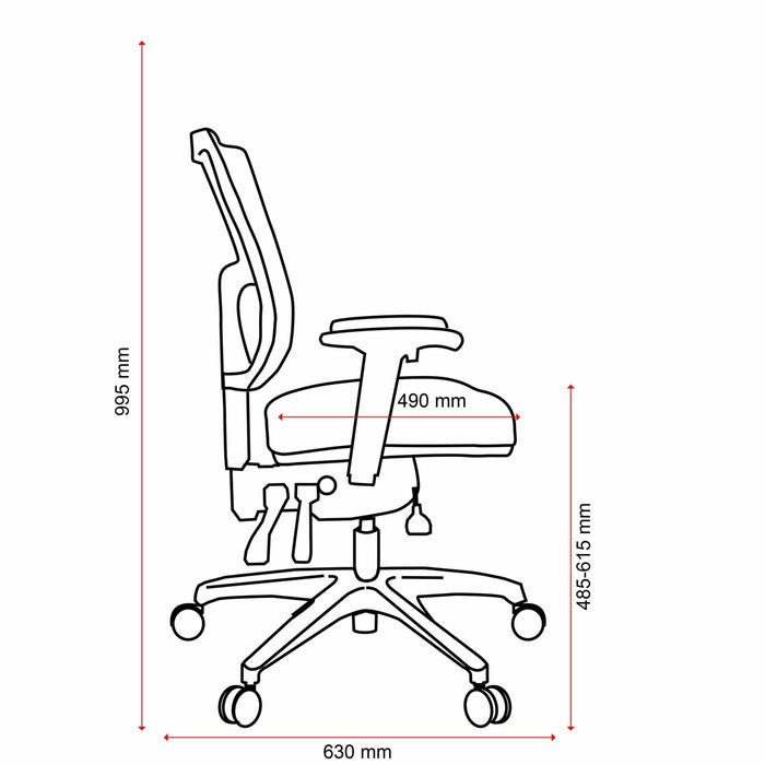 Buro Metro II 24/7 Mesh Back Ergonomic Chair, Polished Aluminium Base with Armrest BS222-153-SS+180-2