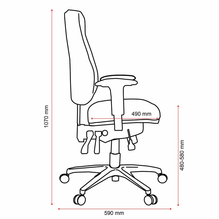 Buro Persona 24/7 Ergonomic Office Chair, Seat Slide Leather High Back